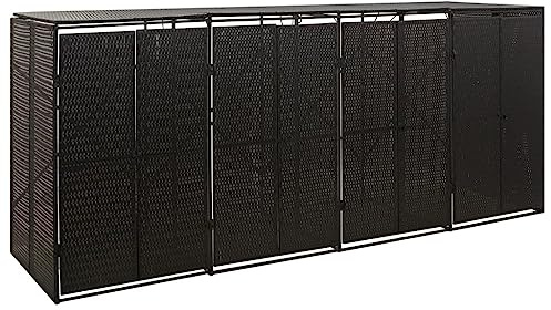 Mülltonnenbox für 3 Tonnen Schwarz 207x80x117 cm Poly Rattan
