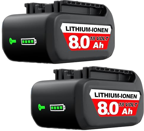 2 Stück 8000mAh 18V Lithium-Ionen Ersatzakku für Bosch Akku Kompatibel mit Bosch 18V Akku Serie BAT609 BAT609G BAT618 BAT618G BAT619 mit LED-Ladeanzeige für Bosch Professional Werkzeuge (2S)