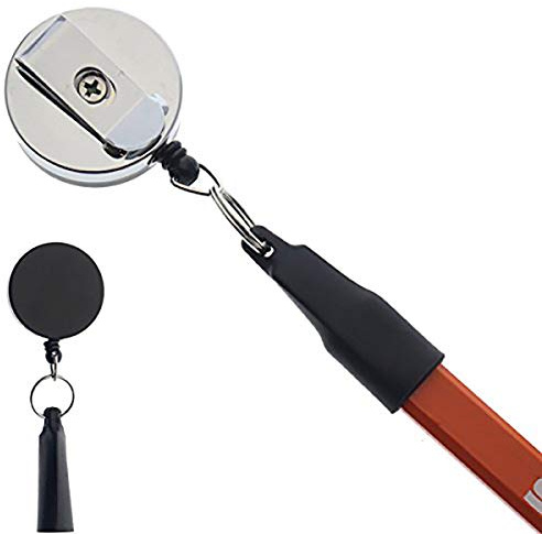 Strapazierfähige, einziehbare Pull Stift und Bleistift Halter 2er-Pack schwarz/silber