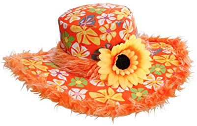 Horror-Shop Bunter Hippie Hut mit Sonnenblume für Karneval, Motto Party oder Schlagermove