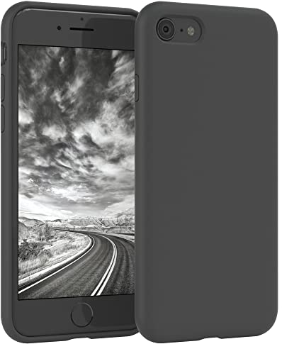EAZY CASE Premium Silikon Handyhülle kompatibel mit iPhone SE (2022/2020) / iPhone 8/7, Slimcover mit Kameraschutz und Innenfutter, Silikonhülle, Schutzhülle, Bumper, Handy Case, Softcase, Anthrazit