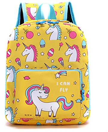 IvyH Rucksack Kleinkind, Kinder Rucksäcke Kindergarten Schulranzen Leichter Vorschulrucksack mit Flaschenhalter für Kleine Mädchen Jungen,Gelb