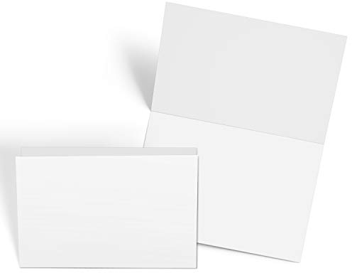 321Done Blanko-Karteikarten, weiß, hergestellt in den USA, groß, 20 x 15 cm gefaltet auf 10 (Set von 50 Stück), dicke Karten, Grußkarten, einfarbig, zum Zeichnen, Malen, Schreiben, weißer Karton