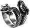 JewelryWe Schmuck Herren-Ring Drachen Edelstahl Drachenkörper Eröffnung Ringe mit Gravur Silber Hip hop Punk Größer 68