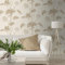 Grasscloth Textured Floral Palm Leaves Vinyl Wallpaper Cream/Gold/Metallic - Belgravia 2913