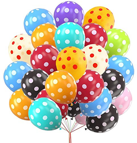 Gepunkteter Luftballon 30,5 cm Latex-Luftballons, gemischte Farben, gepunktete Ballons für Geburtstag, Babyparty, Karneval, Dekorationen, wiederverwendbar, Helium-Party-Ballon-Mix, 30 Stück