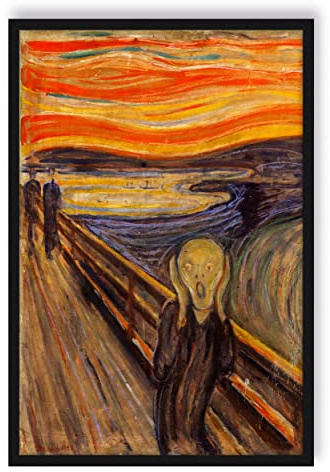 Pixxprint Edvard Munch - Der Schrei I, Poster im Bilderrahmen, Format: 55x40cm, Kunstdruck gerahmt