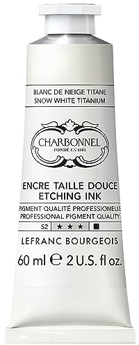 Charbonnel Kupferdruckfarben, hochpigmentierte Tiefdruckfarbe, ausgezeichnete Lichtechtheit, Vegan, lebendige Farben, alterungsbeständig, 60ml Tube - Titan Scheeweiß T1