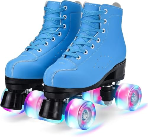 YUDOXN Rollschuhe.Klassische Retro Rollschuhe.Classic Roller, komfortabl LED Rollerskates für Jugendliche und Anfänger.Mädchen. (Blau, 40)