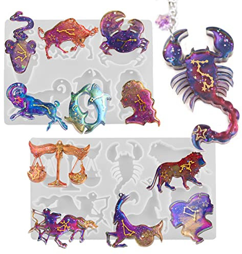 Sternzeichen-Harz-Formen, 12 Sternbilder, Tiere, Schlüsselanhänger, Silikonform, einzigartige Epoxidharz-Gussformen, Anhängerform für DIY-Schmuck, Anhänger, Ohrringe, Halsketten, Kunst, Handwerk,