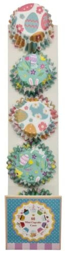 80 Mini Easter Day Cupcake Cases Baking Muffin Cake Petits Fours Bunny Eggs