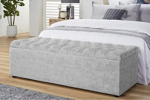 Chesterfield Ottoman storage Box - Naples Velvet Storage ottoman with Matching Fabric Buttons - Ottoman Footstool with Storage - Chester Upholstered Coffee Table- End of Bed Storage Bench