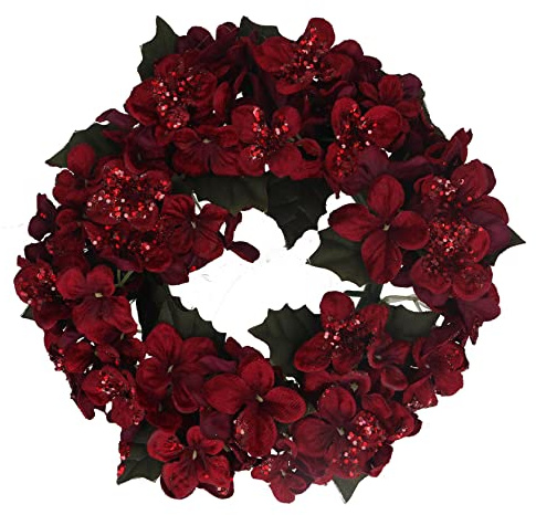 Gisela Graham Candle Ring 18cm - Burgundy Hydrangea