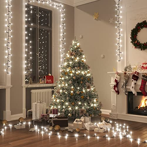 Tidyard LED Lichterkette Christbaumbeleuchtung Weihnachtsbaum Lichternetz Baumvorhang Weihnachtsdeko Weihnachtsbaumbeleuchtung mit 400 LEDs Kaltweiß 4 m PVC