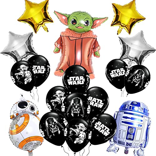 Star Wars Balloons - 19pc Set, Helium Foil, Birthday Party Decoration