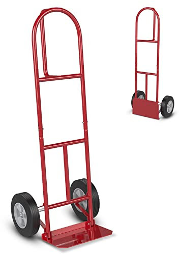 COSTWAY Carrello portapacchi, con schienale alto, ruote e area di carico pieghevole e manico a P, per il sollevamento e lo spostamento di consegne, capacità di carico di 300 kg (Rosso)