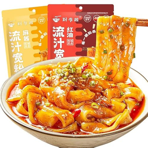 Hotpot Wide Noodles,Sweet Potato Glass Noodles,KuanFenTiao,Chew Crystal Rice Noodles,hot and spicy noodle,Gluten-free,Sichuan Hot Pot Noodles,Chinese Specialty (Mixed flavors,2pack)