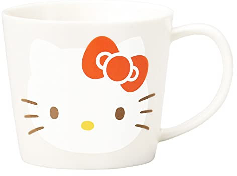 Kaneshotouki Sanrio 511101 Hello Kitty Tasse, Gesichtstasse, Größe M, circa 280.9 ml, weiße Schwestern, hergestellt in Japan