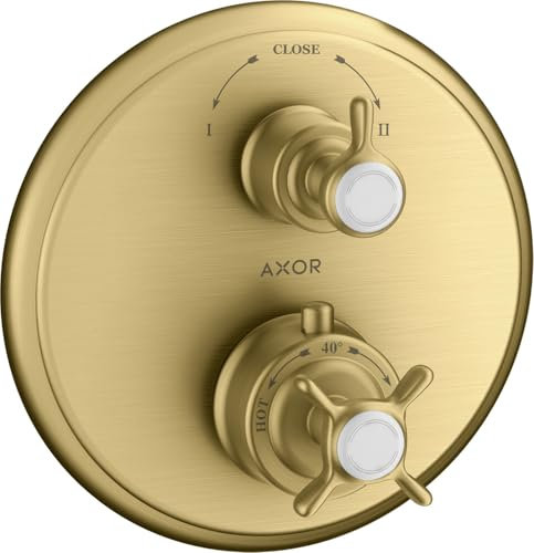 hansgrohe AXOR Montreux Thermostat Unterputz mit Absperrventil oder Umstellventil, 16820250, Farbe: Brushed Gold Optic