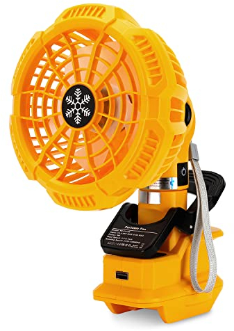 Tragbarer Clip-on-Ventilator für Dewalt 18v 54v Akku, Leise akku ventilator mit 3 energieeffizienten Geschwindigkeitsstufen für Schlafzimmer, Outdoor, Camping und Baustelle (nur Werkzeug)