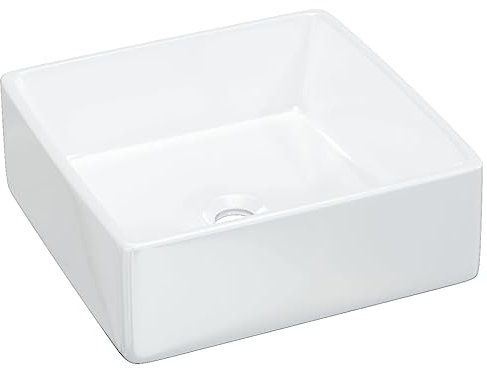 vidaXL Waschbecken, Becken für Badezimmer Waschzimmer Schminkraum, Handwaschbecken ohne Wasserhahn Ablaufgarnitur, Aufsatzwaschbecken Badwaschbecken, Weiß Keramik Quadratisch