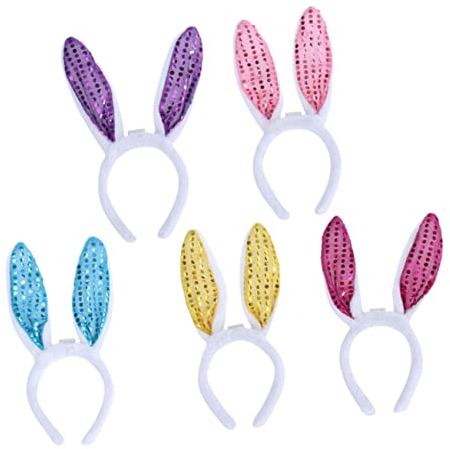 TOYANDONA 5 Stück Kunststoff-Tiara Bandana-Stirnband Abschlussball-Requisiten Led-Hasenohren Leuchtendes Hasen-Stirnband Hasenohr-Kopfschmuck Leuchtende Kopfbedeckung Led-Haarreifen