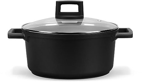 Topf Homelux 20cm Kochtopf Induktion Schmortopf mit Glasdeckel, 2,6L Kochtöpfe mit Antihaftbeschichtung, Geeignet für alle Kochfelder(H-KCB20)