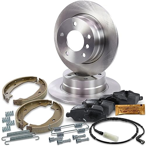 BESTPRICE BESTPRICE Bremsensatz Hinterachse inkl. Bremsscheiben Ø 280 mm Voll + Bremsbeläge hinten + Bremsbacken Handbremse mit Zubehör Kompatibel mit BMW 1er (E81), 1er (E87)