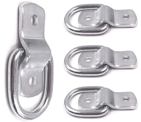 Moollyfox Lot de 4 Anneau Arrimage avec Vis et Supports - Crochet d'Arrimage en D Traction - Inoxydable Noir Anneaux d'Arrimage - Portant 400 Kg - Anneau de Fixation pour Remorques, Voitures, Camions