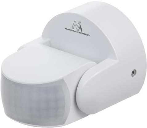 Détecteur de Mouvement Maclean PIR, Infrarouge, IP65, Blanc, portée 12m, Charge Max. 600/1200W, MCE468 W