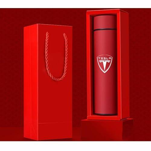 KIPPOT Auto Thermo Becher, Für Tesla Model 3 Model S Model X Model Y Auto Becher doppelwand Thermo Becher tragbar isoliert Reisebecher,A