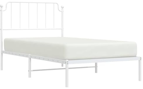 vidaXL Bettgestell mit Kopfteil Metall Weiß 100x200 cm