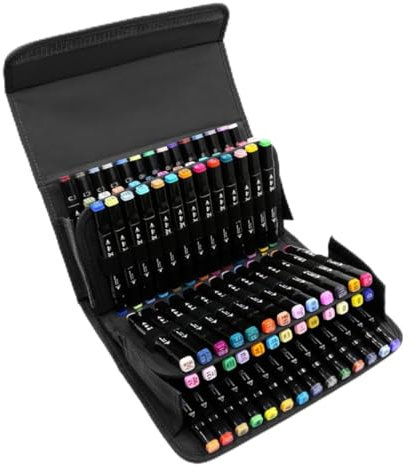 Operitacx Slots Marker Carrying Bag Portable Storage Organizer Pouch for Office and Makeup Supplies Shoulder Strap and Carrying Handle Black