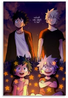 REOTTO Anime Poster Bakugou And Deku Poster Dekorative Malerei Leinwand Wandkunst Wohnzimmer Poster Schlafzimmer Malerei,Wandkunst Bilddruck Moderne Familienzimmer Dekor 12x18inch(30x45cm)