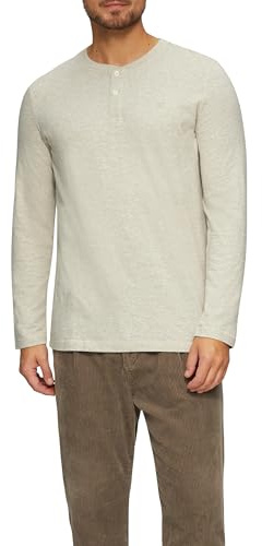 s.Oliver Herren Langarmshirt – Henleyausschnitt, Jersey, Regular Fit