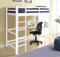 Comfy Living 3ft High Sleeper Bed Frame Natural White or Grey With Corner Desk (No Mattress, White)