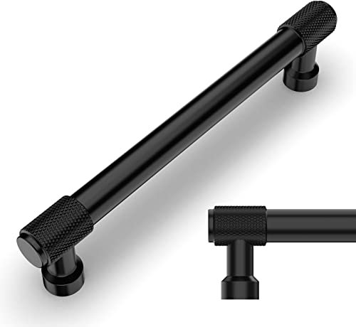 Amerdeco 10 Pack Matte Black Cabinet Pulls 128mm(5Inch) Hole Center Cabinet Hardware Kitchen Cabinet Handles for Bathroom Drawer Pulls Dresser Pulls AM011