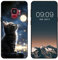 WUACYEAMING Noir Coque pour Samsung Galaxy S9, Haute Qualité TPU Silicone Mince Souple Antichoc Bumper avec La Lune et Le Chat Motif Dessin Mat Case