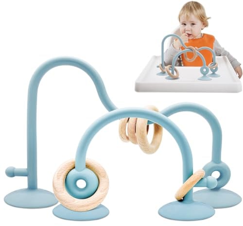 Purphy Jouet Ventouse Chaise Haute, Jouet Bebe 6 8 9 Mois,Montessori Sensoriels D'éveil Jeux Bébé Cadeau Enfant Fille et Garçon (Bleu)
