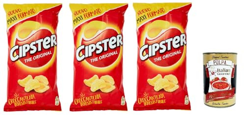 Italian Gourmet patatine snack Chips gesalzen knusprig Original 3 x 150g | Forma iconica e gusto leggero, salziger Kartoffelgenuss für Aperitif, Pause, Gesamtnettogewicht 450 g + Kostenlos Polpa 400g