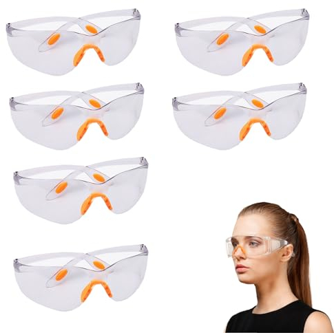 Homefantasy 8-er Pack Schutzbrillen,Transparent mit Gummieinsatz an Nase und Ohren für sicheren Schutz,geeignet für Baustellen, Labore, Arbeiten im Freien, weiß