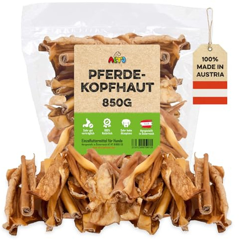 ALTO - Premium Pferdekopfhaut für Hunde - Hypoallergene Hunde Kauartikel - Hundeleckerli für Allergie beim Hund - Qualität aus Österreich - 850g