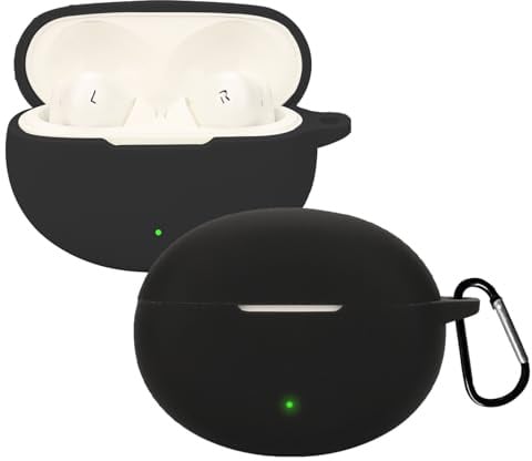 KUSINHOKA Custodia Compatibile con Oppo Enco Air 4 Pro, Cover Protezione in Silicone con Gancio Portachiavi, Morbido Antiurto Portatile Custodia Protettiva [Ricarica Wireless], Nero