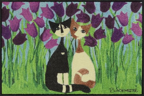 Salonloewe Fußmatte Rosina Wachtmeister Cielo Di Tulipani- Waschbare Eingangsmatte in 50 x 75 cm - waschbarer Sauberlauf & Fußabtreter für den Eingangsbereich