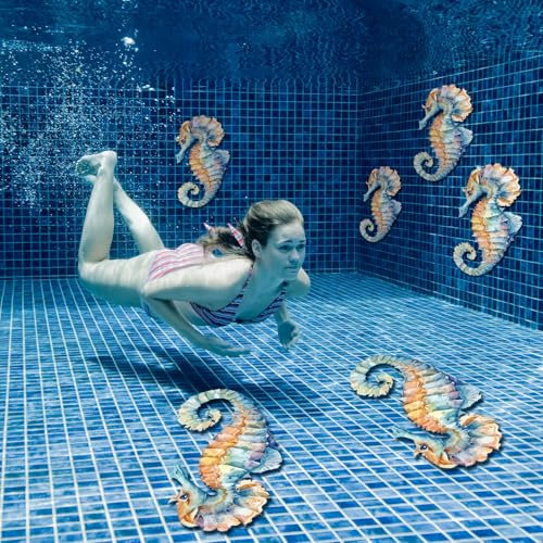 Humyoun 6 Stück Pool-Aufkleber für den Boden des Pools, Seepferdchen, Schwimmbadfliesen, Vinyl, PVC, Unterwasser-Pool-Aufkleber, Dekoration, wasserdichter Wandaufkleber