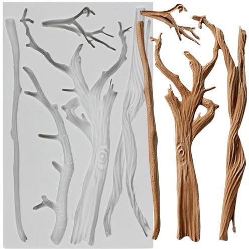 MINFEIDMS Moules en silicone en forme de branche d'arbre pour décoration de gâteaux en sucre, pâte à sucre, pâte à sucre, pâte à sucre, argile polymère