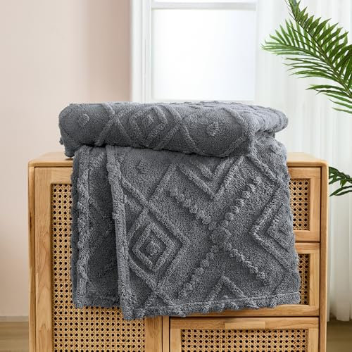 WONGS BEDDING Kuscheldecke Flauschig 220x240 Grau Decken, Wohndecke Warme Fleecedecke Weiche Sofadecke Couchdecke für Bett Sofa Büro Mädchen