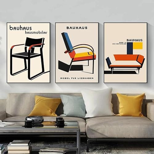 Abstrakte Bauhaus Drucke Stuhl Ausstellung Poster Minimalistischen Leinwand Malerei Wand Kunst Büro Zimmer Wohnkultur 30Cmx40Cmx3Pcs Kein Rahmen