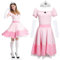 Meleager Robe Princesse Adulte, Rose Déguisement Princesse Femme, Accessoires Costume Princesse, Couronne, Gants, Chaussettes, Cosplay Costume, Tailles XL, pour Halloween, Carnaval, Soirées à Thème