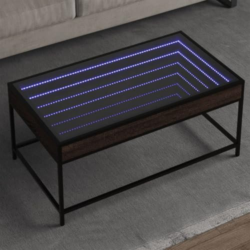 Tables-Accent Tables-Coffee Tables-Coffee Table with Infinity LED Brown Oak 90x50x41cm